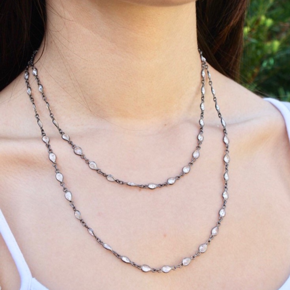White Topaz Oxidized Silver Necklace